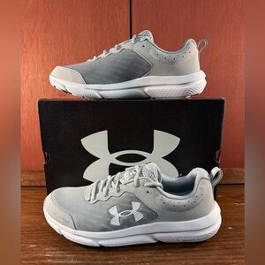 UA Charged Assert 10 Men's Running Shoes Mod Gray/White Lightweight Size US 11